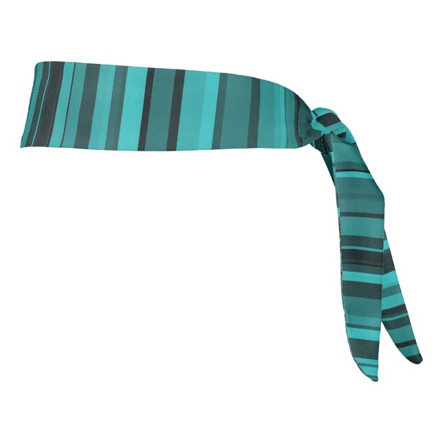 Teal Black Stripes Tie Headband (Rotate 90)