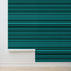 Teal Black Stripes Wallpaper