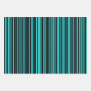 Teal Black Stripes Wrapping Paper Sheets