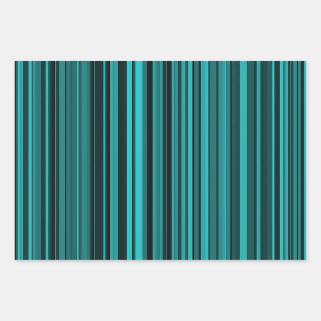 Teal Black Stripes Wrapping Paper Sheets (Front)
