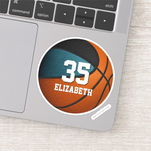 teal black team colors girls boys basketball sticker