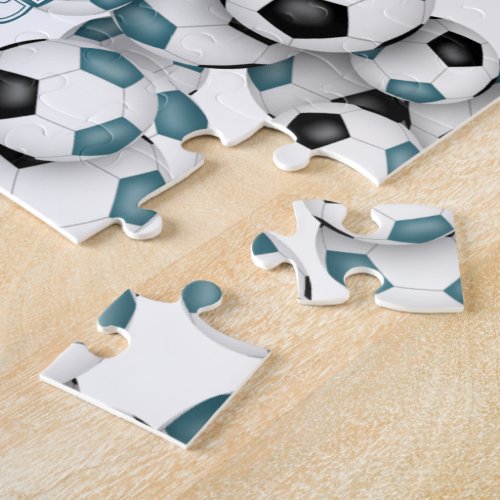 teal black team colors girls boys soccer jigsaw puzzle