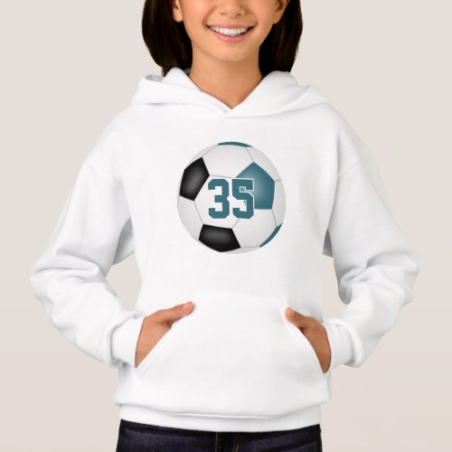 teal black team colors jersey number soccer  hoodie