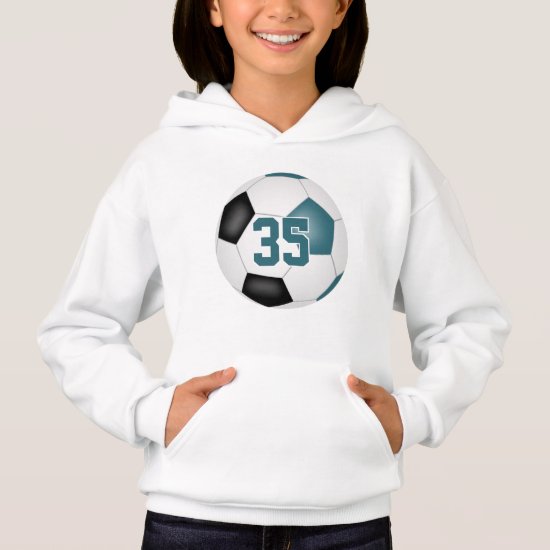 teal black team colors jersey number soccer  hoodie