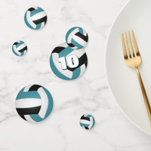teal black team colors kids volleyball party confetti