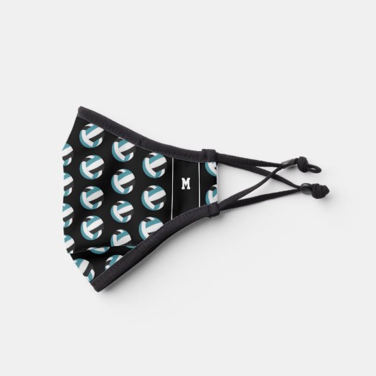 teal black team colors monogrammed volleyball premium face mask