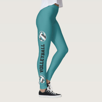 Teal black team colors volleyballs w text up leg leggings