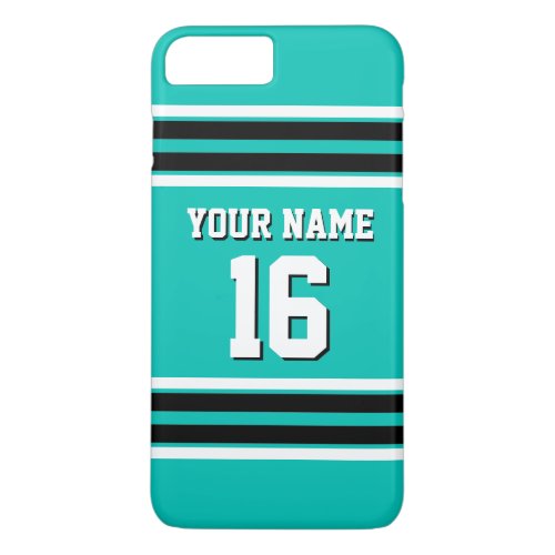 Teal Black Team Jersey Custom Number Name iPhone 8 Plus7 Plus Case
