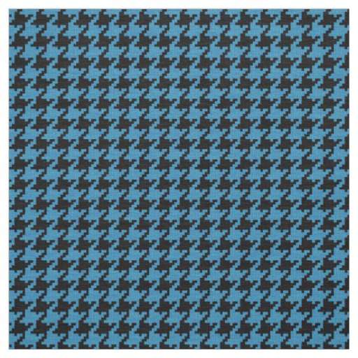 Teal Black Textured Houndstooth Geometric Pattern Fabric