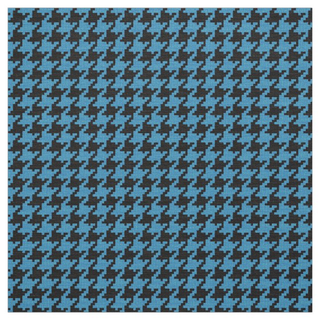 Teal Black Textured Houndstooth Geometric Pattern Fabric (Swatch)