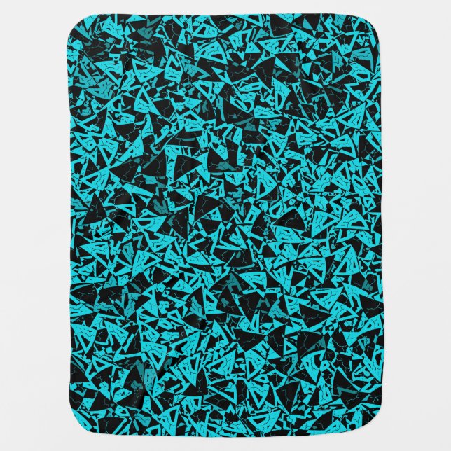 Teal Black Triangle Pattern Baby Blanket (Front)