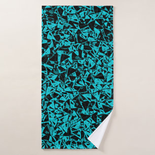 Teal Black Triangle Pattern Bath Towel