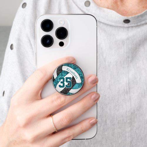 teal black volleyball athlete jersey number name PopSocket