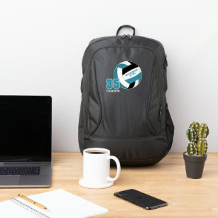 teal black volleyball club colors custom name port authority® backpack