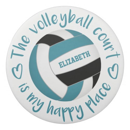 teal black volleyball court my happy place eraser