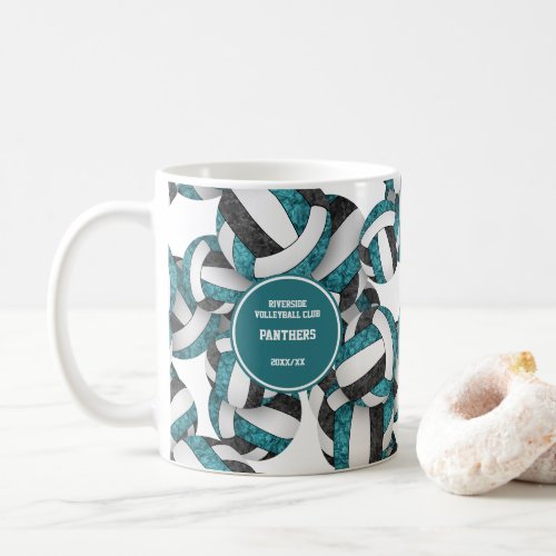 teal black volleyball team colors coach name coffee mug