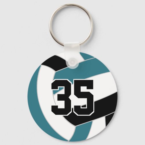 Teal black volleyball team colors keychain