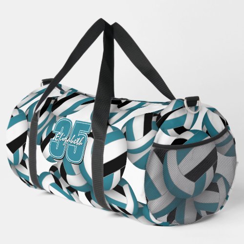 teal black volleyball team colors pattern  duffle bag