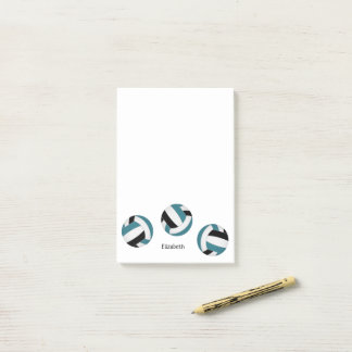 Teal black volleyballs athlete or coach name post-it notes