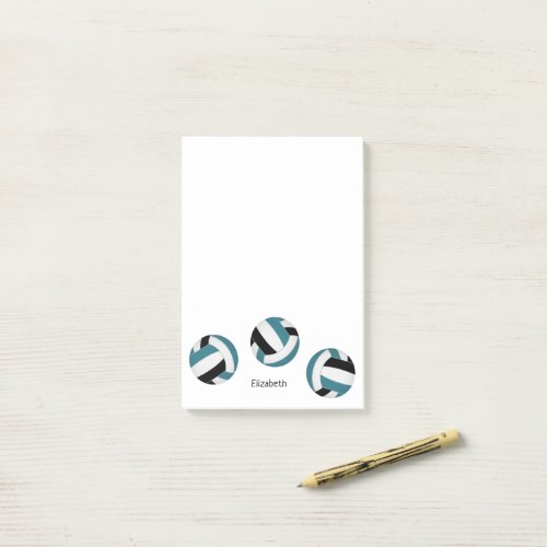 Teal black volleyballs athlete or coach name post_it notes