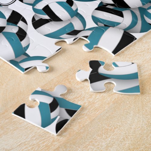 teal black volleyballs pattern personalized jigsaw puzzle