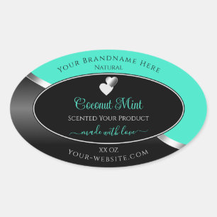 Teal Black Wavy Silver Cute Hearts Product Labels