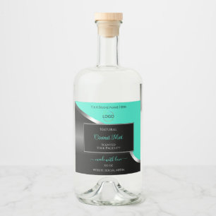 Teal Black Wavy Silver with Logo Product Labels