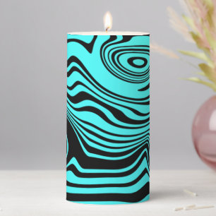 Teal Black Wavy Striped Candle or Choose Colors