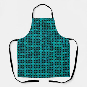 Teal Black Weave Pattern Apron