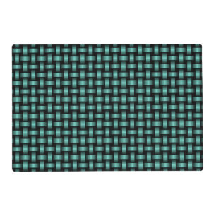 Teal Black Weave Pattern Laminated Placemat