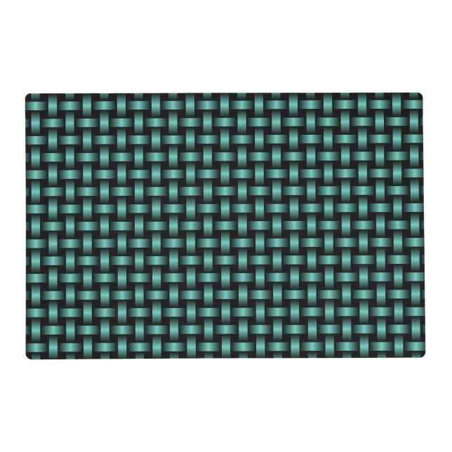Teal Black Weave Pattern Laminated Placemat (Front)