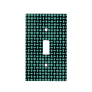 Teal Black Weave Pattern Light Switch Cover