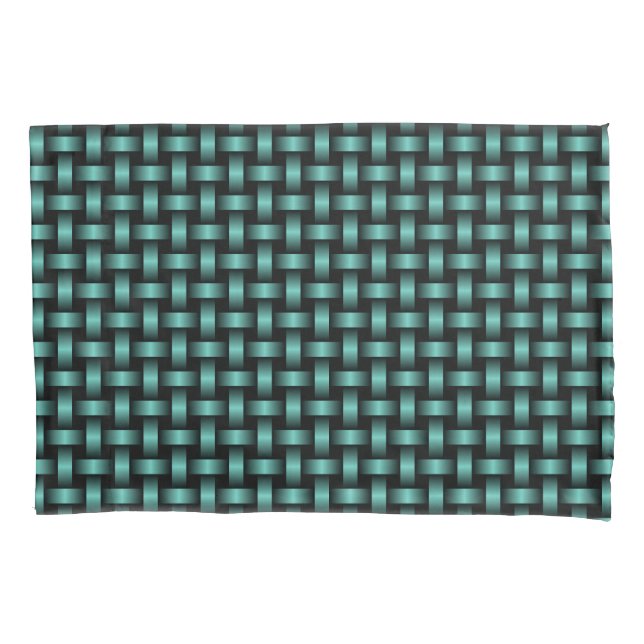 Teal Black Weave Pattern Pillow Case (Front)
