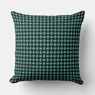 Teal Black Weave Pattern Throw Pillow