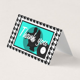 Teal, black & white checkered 1950s theme thank yo