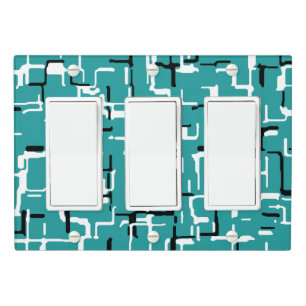 Teal Black White Light Switch Cover
