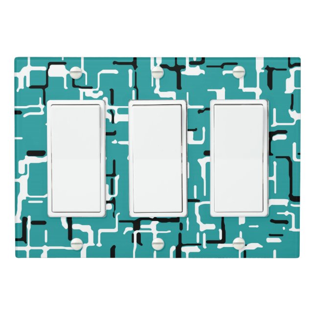 Teal Black White Light Switch Cover (In Situ)