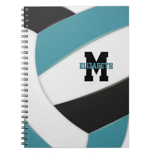 volleyball notebook teal black white