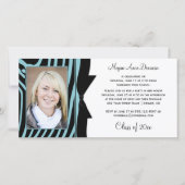 Teal Black Zebra Print Photo Graduation Party (Front)