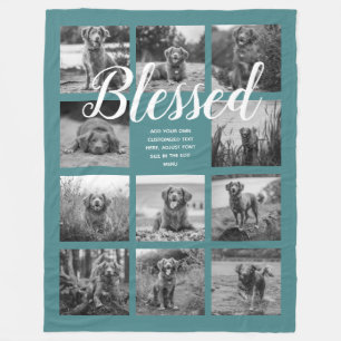 Teal Blessed Photo Collage Blanket