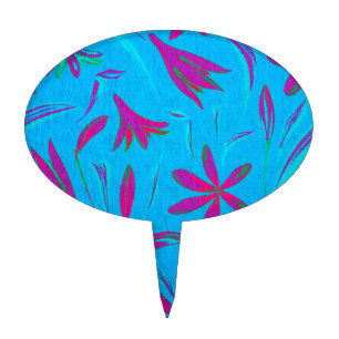 Teal Bloom Breeze Cake Topper