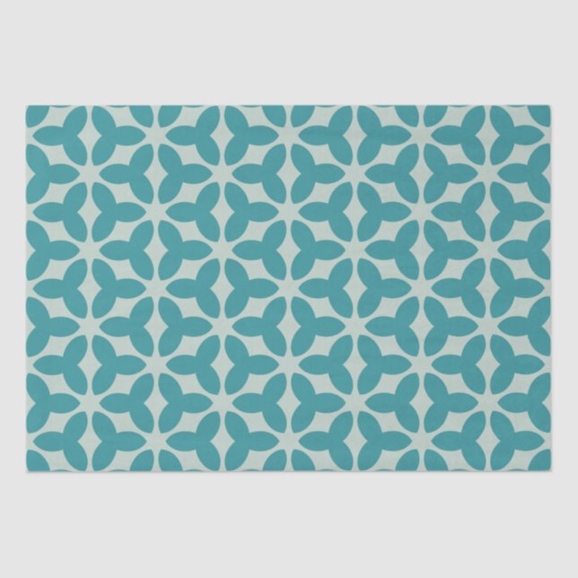 Teal Blossom Symmetry Pastel Tissue Paper (Front)