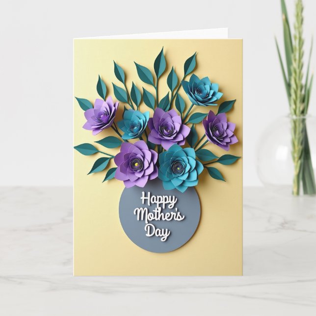 Teal Blossoms Mothers Day Card (Front)