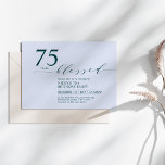 Teal & Blue | 75 Years Loved 75th Birthday Party Invitation<br><div class="desc">Celebrate your special day with this modern birthday party invitation. This design features a stylish script "75 years Blessed" with a clean layout in a teal green & blue gray color combo. You can personalized the text to any age or event. More designs and party supplies are available at my...</div>