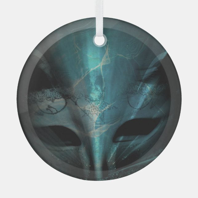 Teal Blue Abstract Art Ornament (Front)