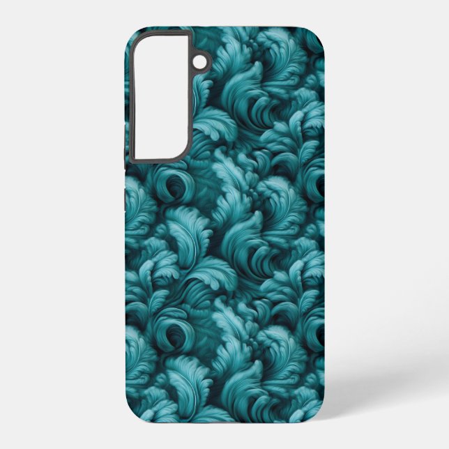 Teal Blue Abstract Elegance  Samsung Galaxy Case (Back)