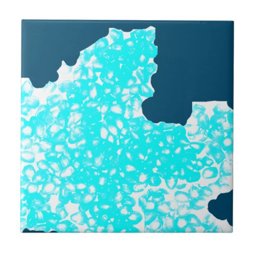 Teal Blue Abstract Ocean Sea Artsy Patterns Custom Ceramic Tile