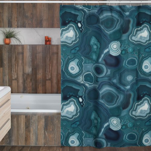 Teal Blue Agate Stone  Shower Curtain