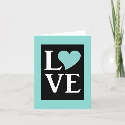 Teal Blue All You Need Is Love Shower Party Note Card