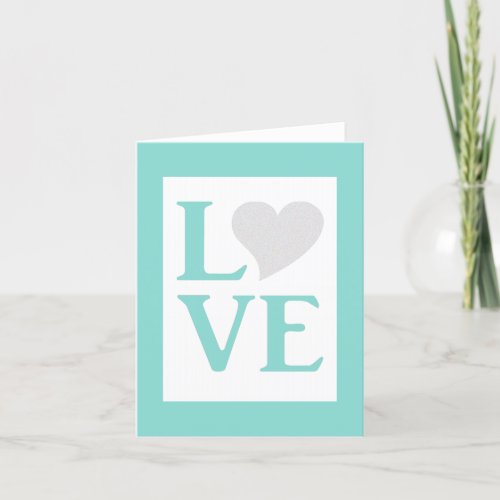Teal Blue All You Need Is Love Wedding Party Note Card